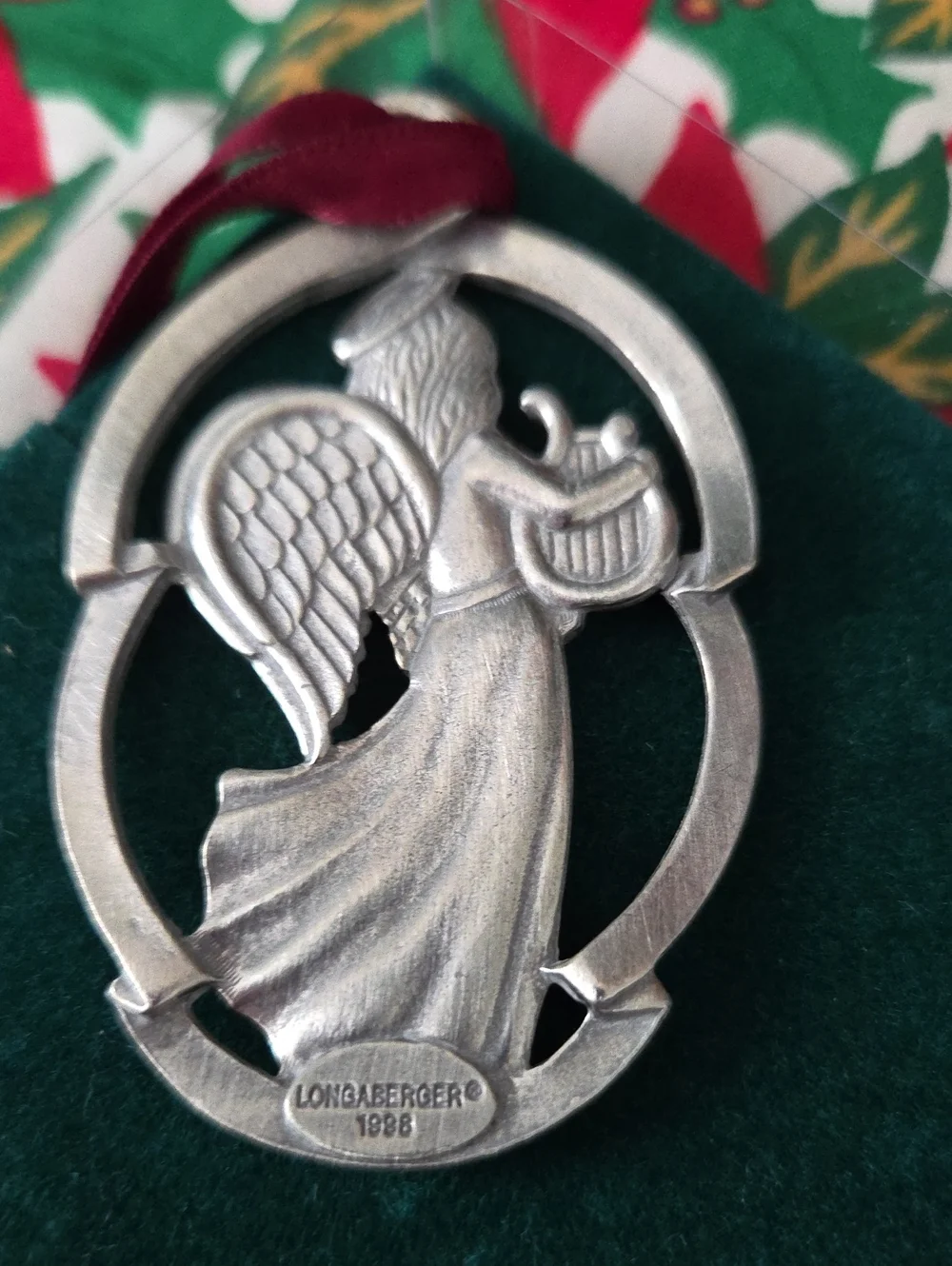 *1998* Longaberger 4 Pewter Angel Ornsment Set. Peace, Hope, Joy And Love
